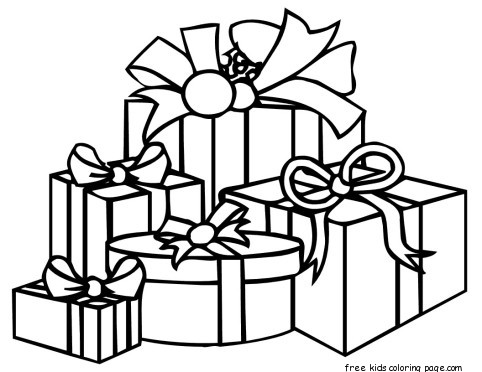 Coloring sheet christmas presents print out for kids