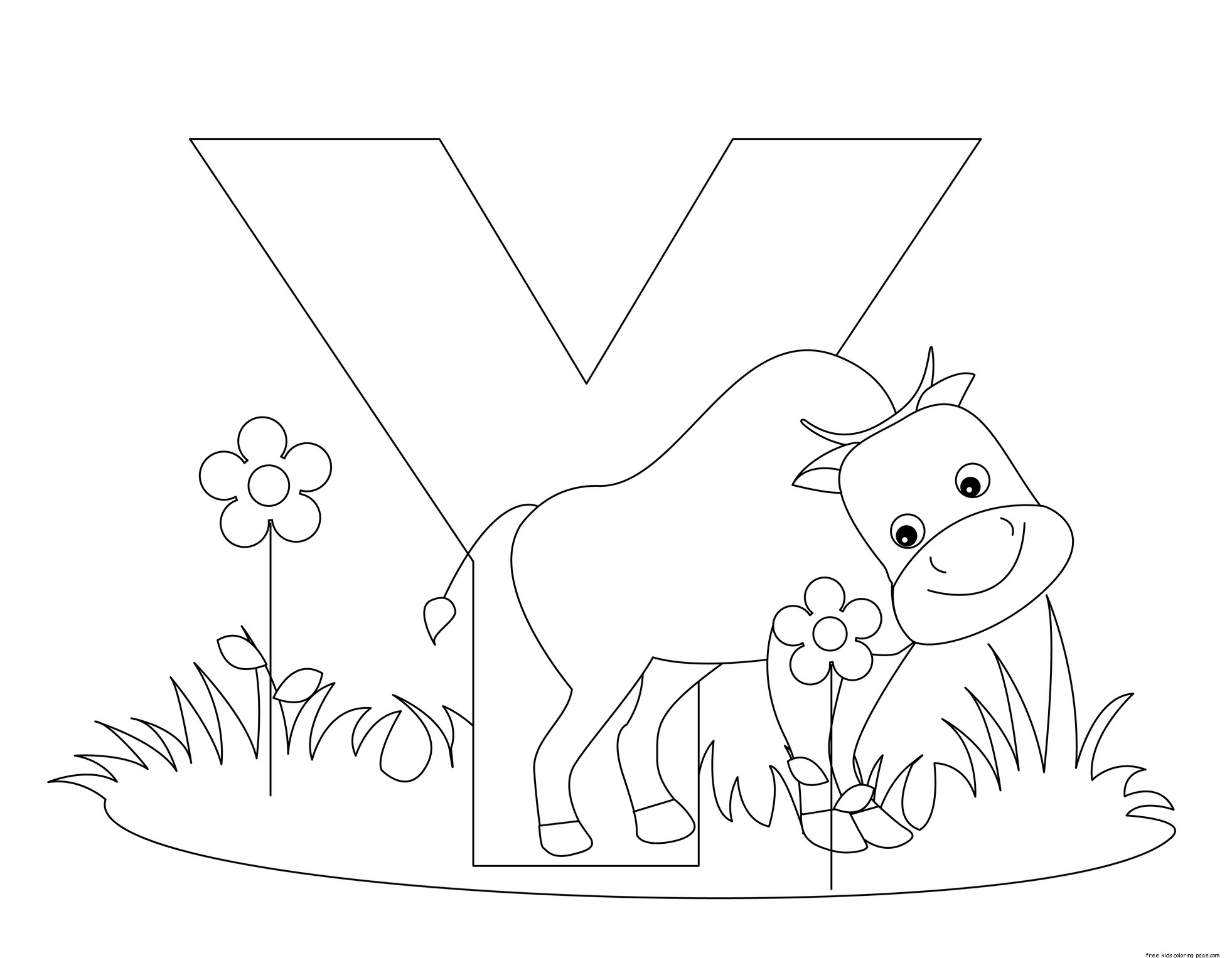 Printable Animal Alphabet Letter Y is for Yak