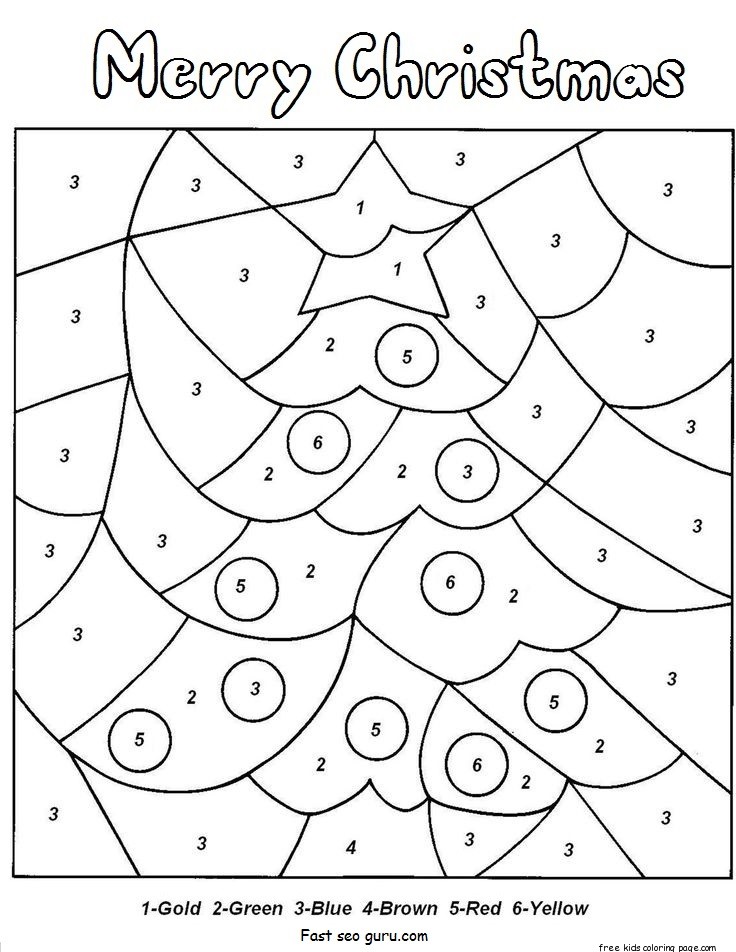 Download Printable color by number christmas tree coloring ...