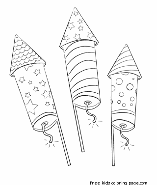 Printable Fireworks coloring pages