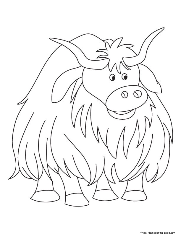 Printbale yak coloring page