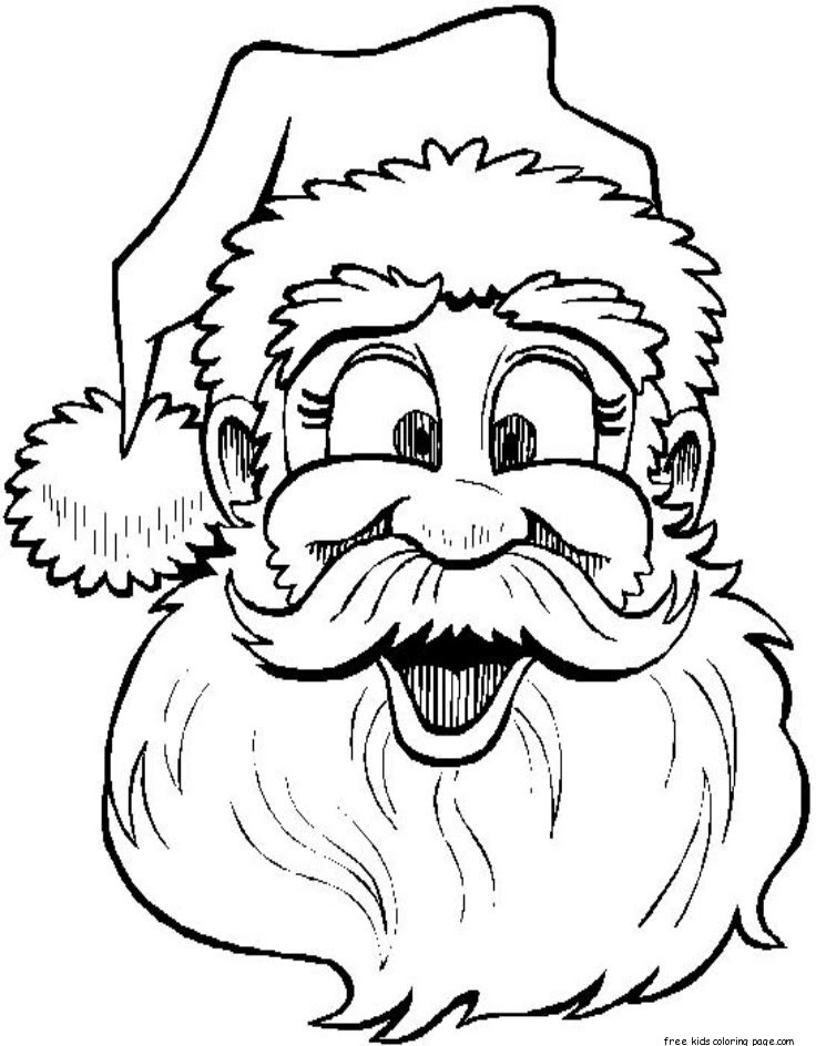 Santa Claus Face Colouring Page Printable For Kids Book