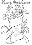 Christmas stockings candy and toys coloring sheets for kids to print out.