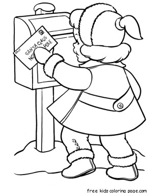 little girl sending a letter to Santa Claus print out