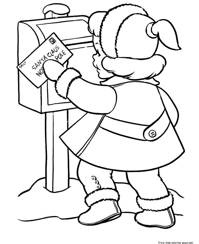 little girl sending a letter to Santa Claus print out