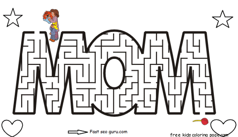 Printable Maze Game for Mothers Day coloring pages