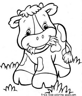Printable farmer a happy cow babay coloring page