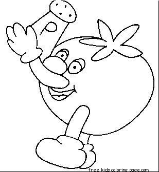 Printable funy face tomato coloring pages