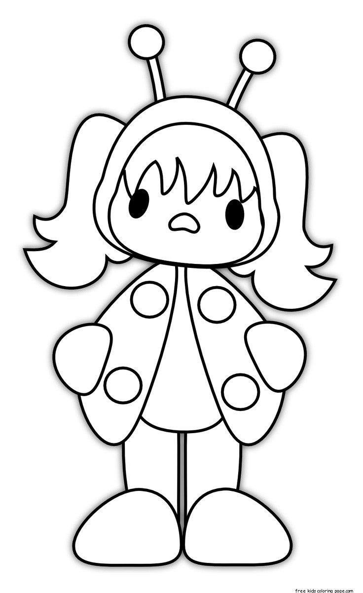 Printable girl dressed carnival costumes ladybug coloring page