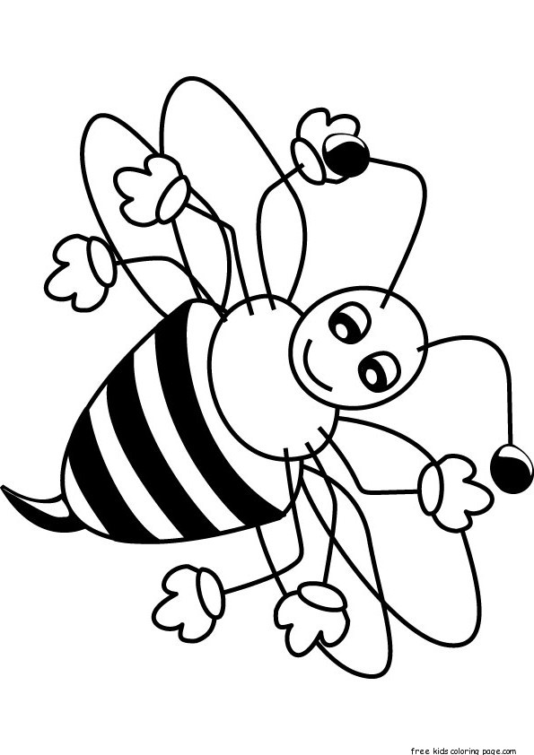 Printable insects Happy bee coloring page