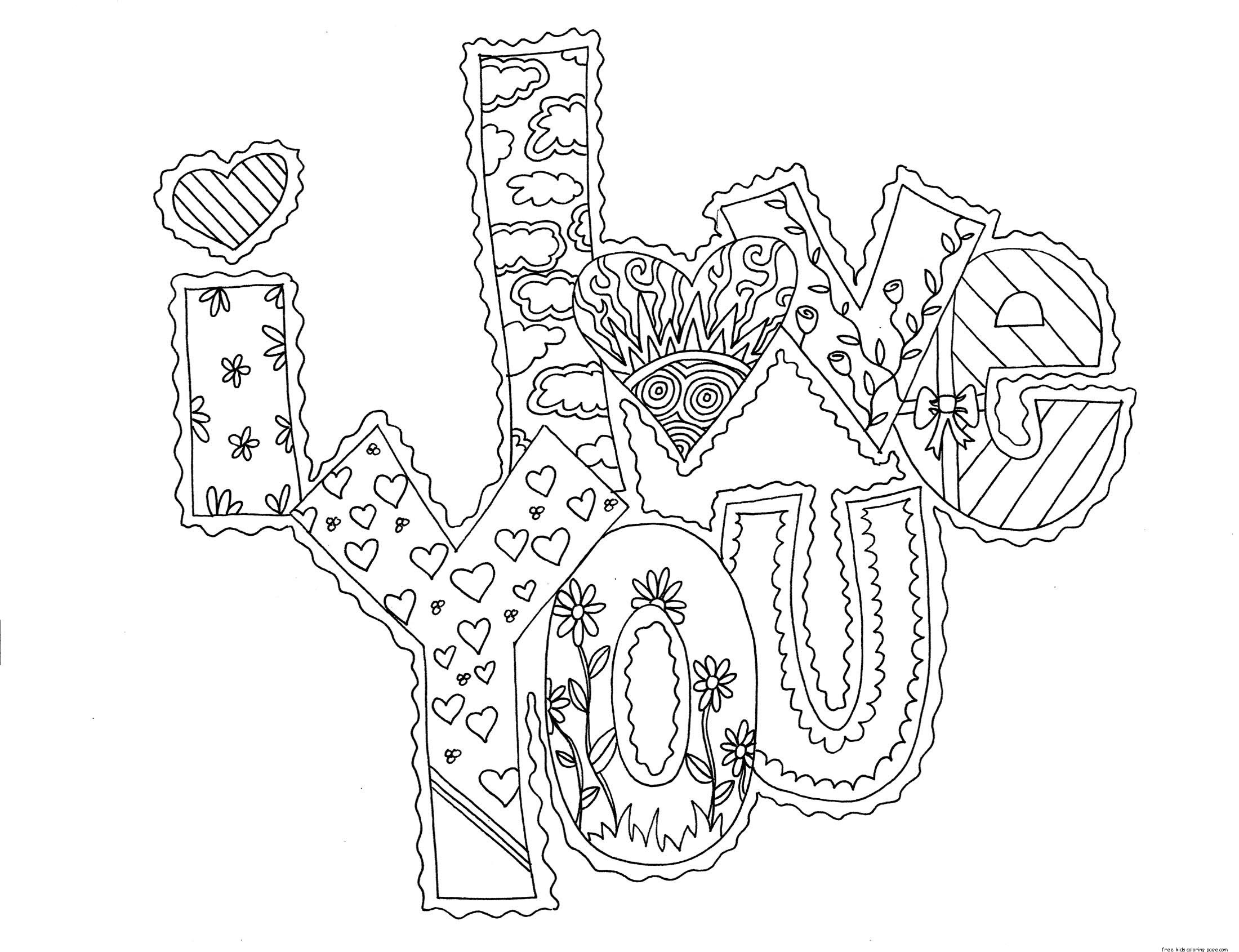 Printable Valentines Day I Love You Card Coloring Pages Free Printable Coloring Pages For Kids