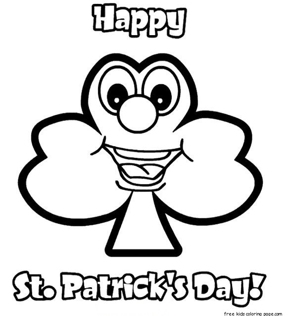 St Patricks Day face three Leaf Clover coloring Coloring Printable