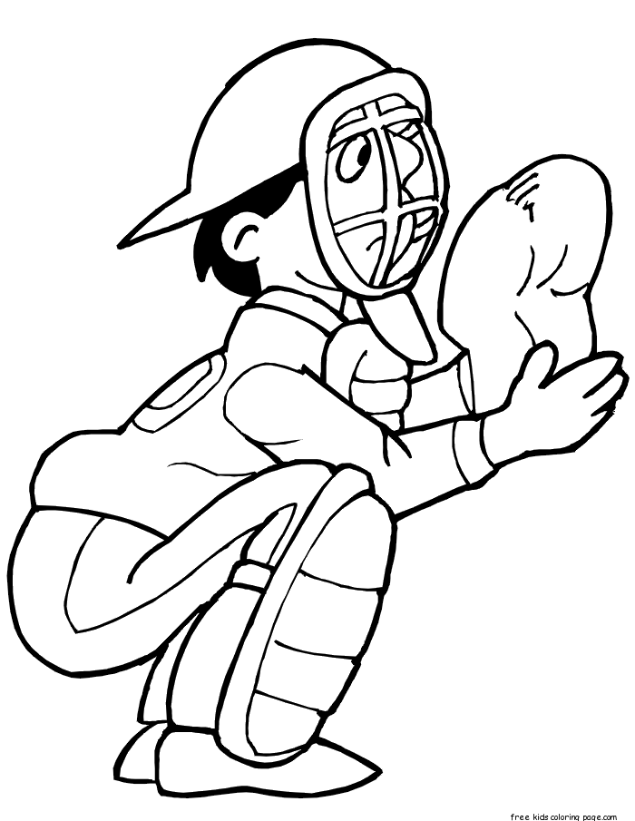 Printable baseball catcher coloring pages
