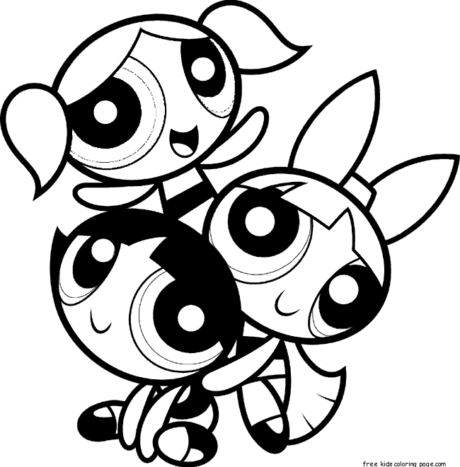 Printable Happy Powerpuff Girls Coloring Pages