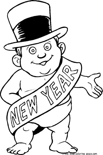 Printabel coloring pages New Year Baby