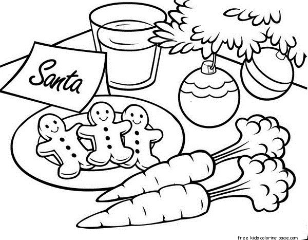 Printable Christmas gingerbread cookies for santa coloring pages