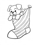 Christmas stocking puppy coloring pages for kids