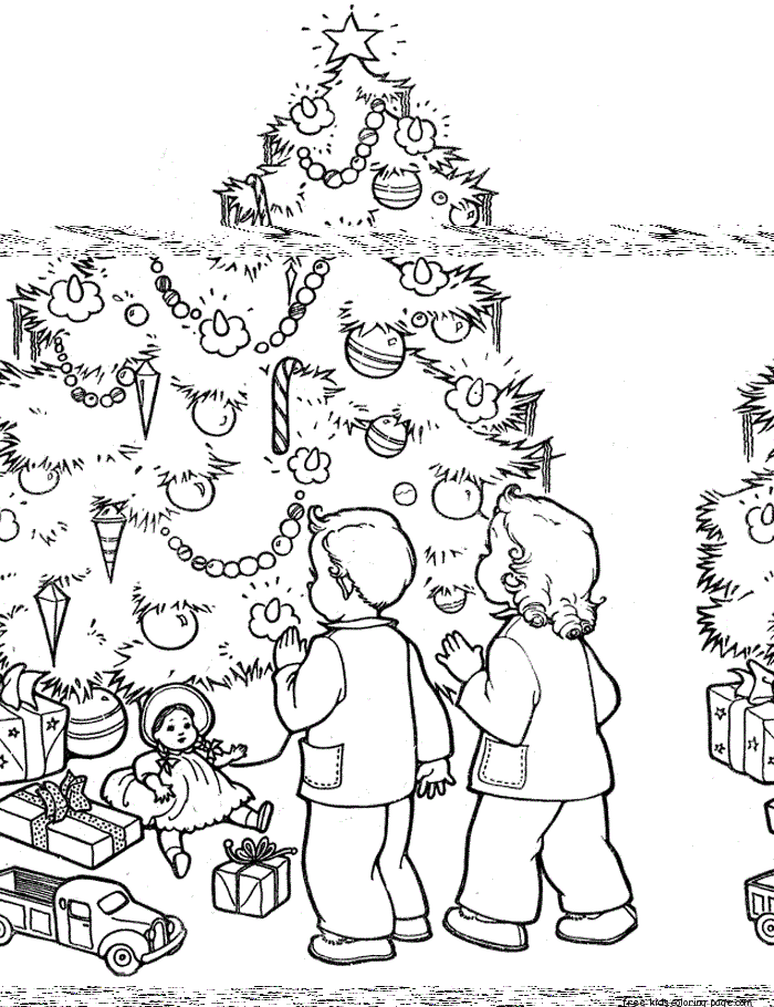 Printable coloring pages christmas tree for kids