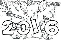 Printable happy new year 2016 coloring pages for kids