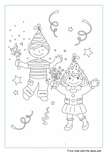 Printable new year coloring sheet kids 1