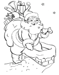 Santa claus holdind gifts coloring page