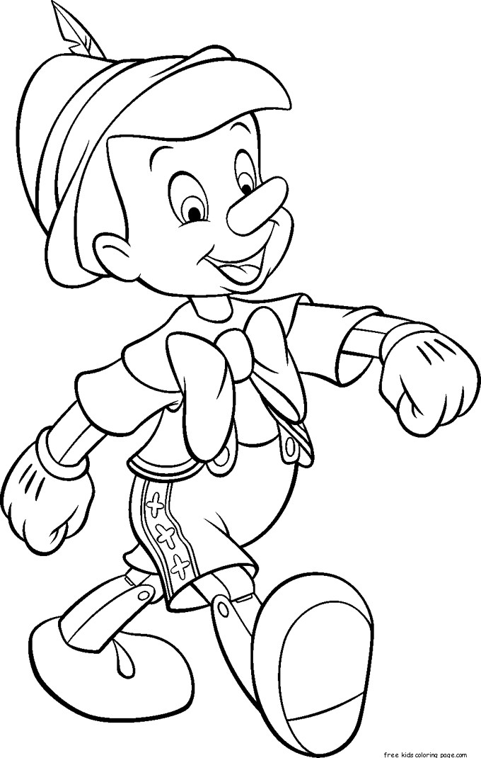 Printable pinocchio coloring page for kids Free