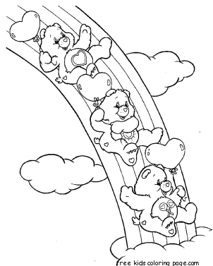 Printable rainbow care bear coloring page for kids