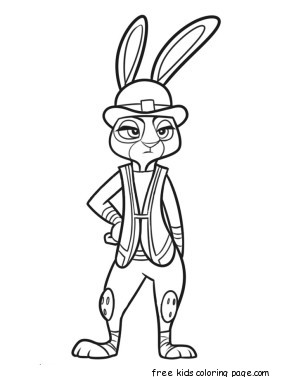cartoon Judy Hopps is a police officer zootopia printable coloring page for kids