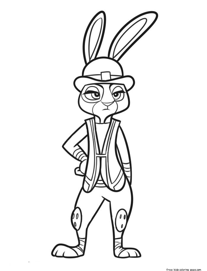 cartoon Judy Hopps is a police officer zootopia printable coloring page for kids
