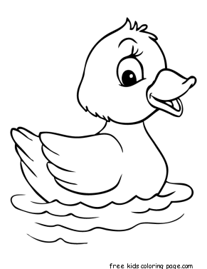 Free online print out bird baby duck coloring in page for kindergarten