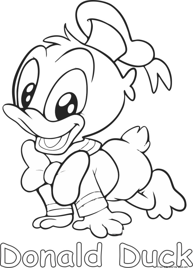 Printables disney donald duck baby coloring pages for kidsFree