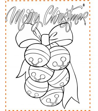 merry christmas bells drawing coloring page 1