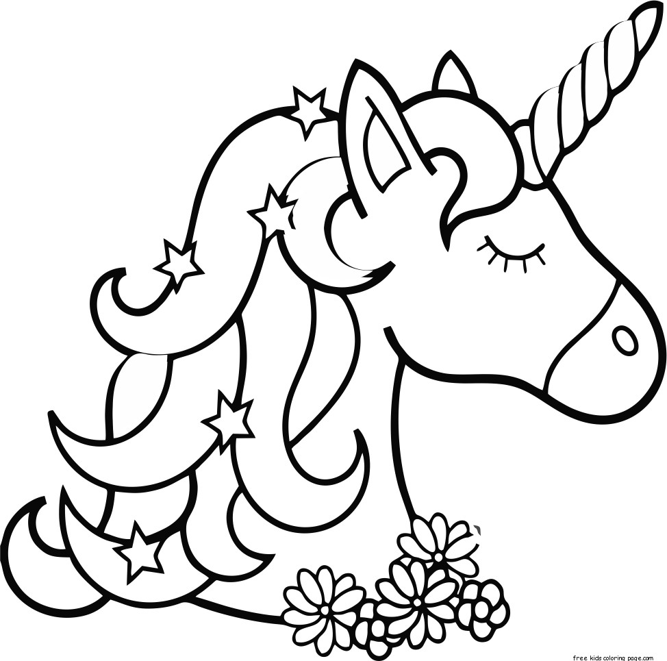 unicorn coloring in page printable - Free Kids Coloring Page