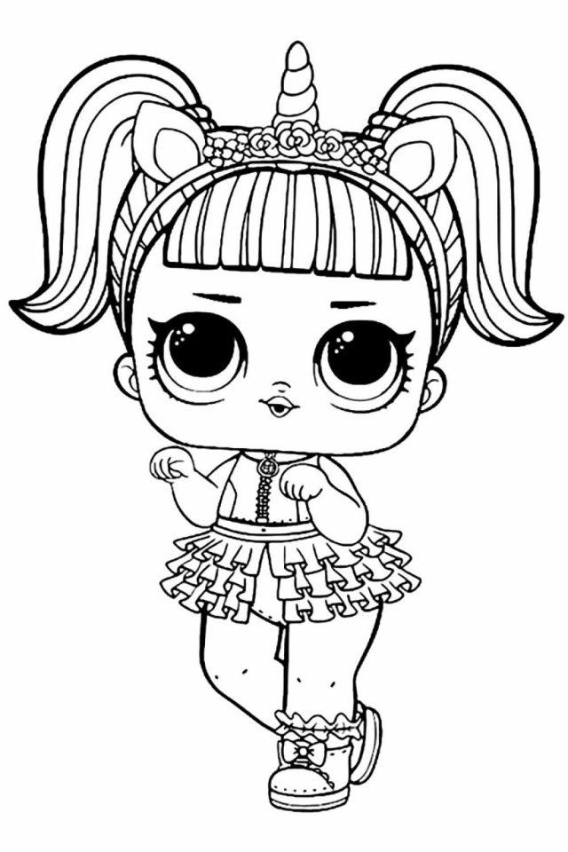 LOL Doll Unicorn Coloring Page for kids
