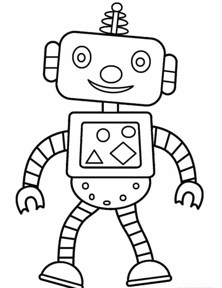 robot coloring page for kids printable