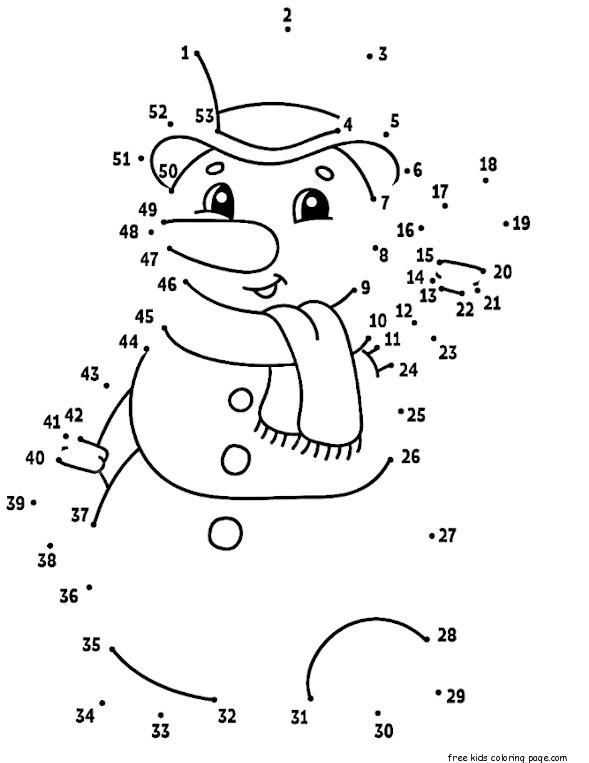 snowman dot to dot coloring pages