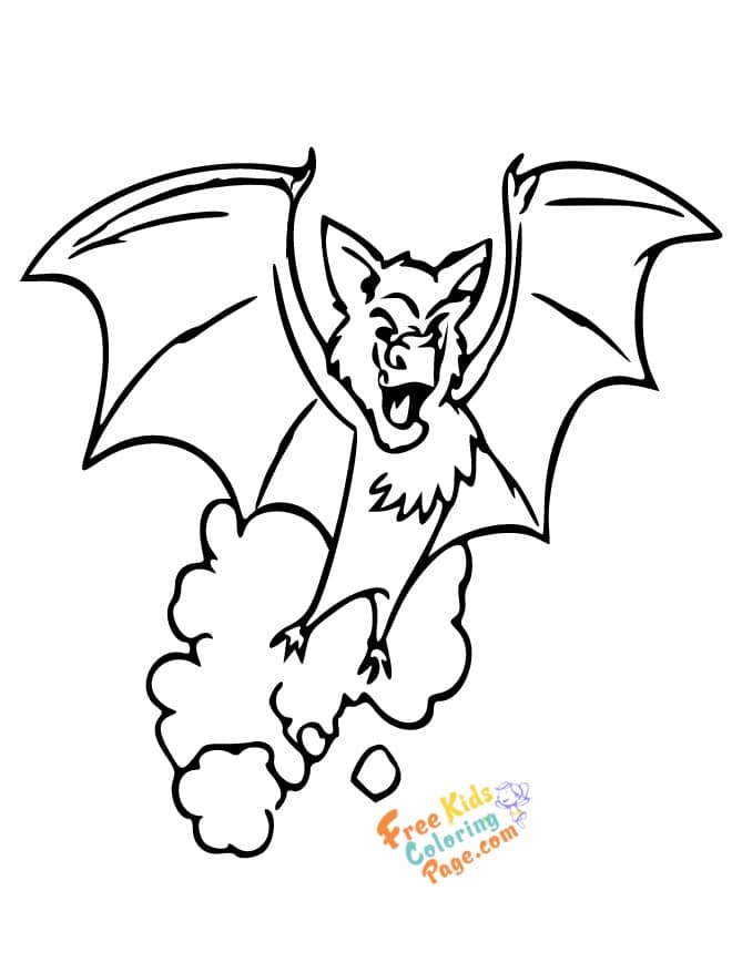 Halloween bate coloring page for kids
