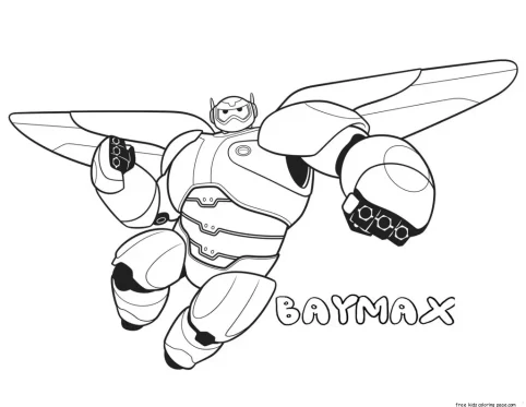 Printable big hero 6 baymax coloring pages for kids