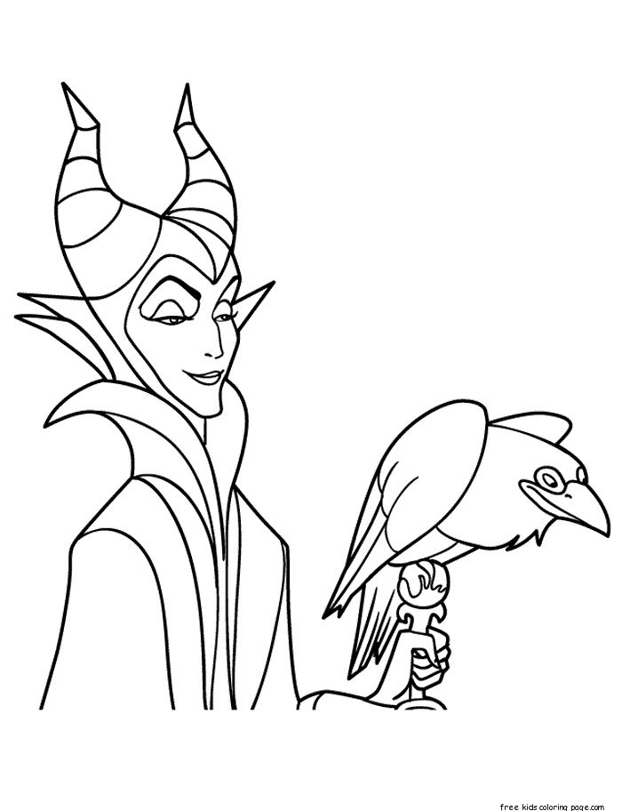 Maleficent raven kids printable coloring pages