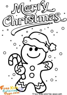 Print out gingerbread man coloring page Christmas for kids.