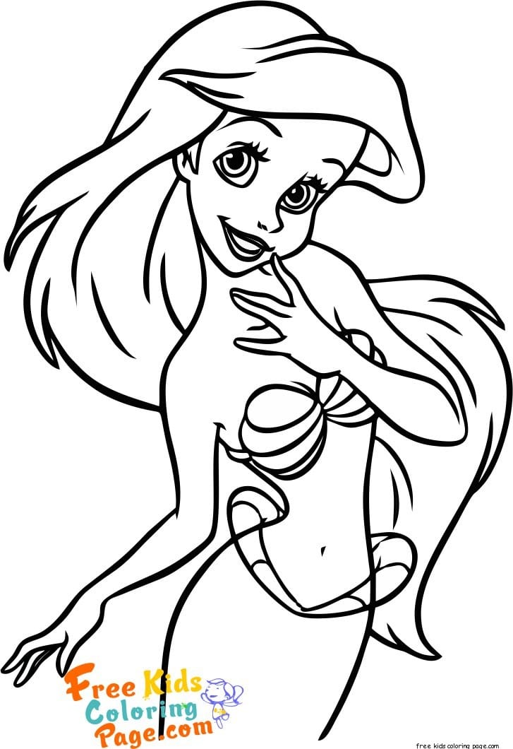 Ariel little mermaid coloring pages print out cute disney cartoons