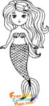Cut coloring sheet easy mermaid print out for girl