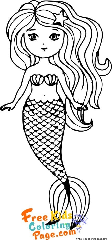 Cut coloring sheet easy mermaid print out for girl