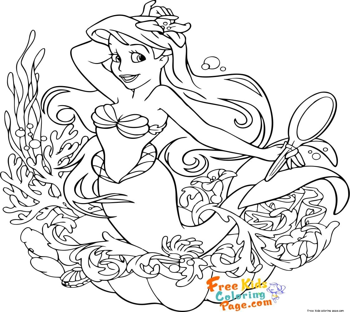 cute ariel mermaid coloring sheets for girls print out