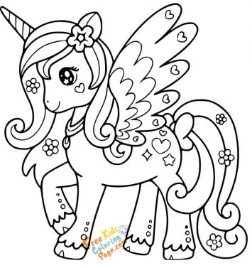 unicorn with wings coloring pages