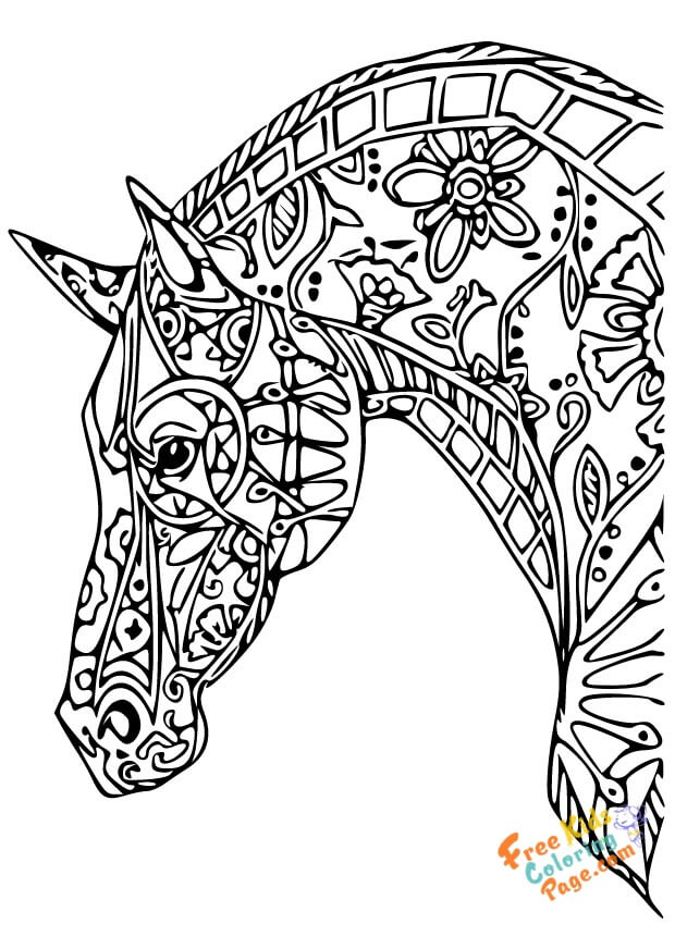 coloring pages adults easy horse