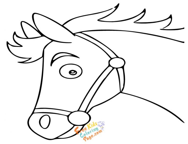Easy horse face coloring pages free kids coloring page
