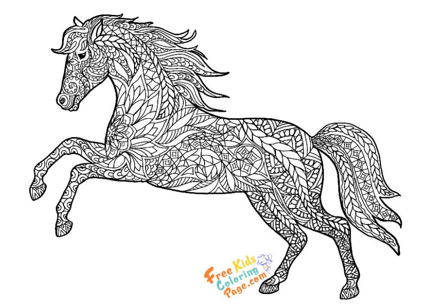hard horse coloring pages for adults free