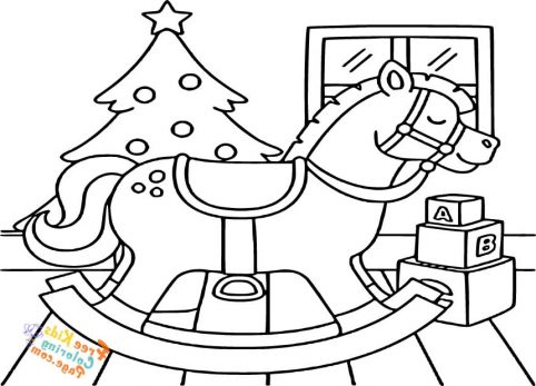 rocking horse christmas coloring pages to printable e1663479148492