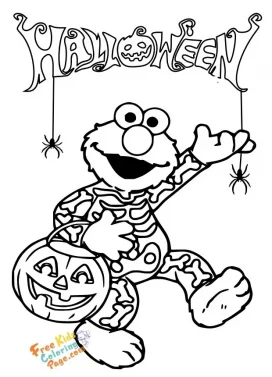 Sesame Elmo halloween coloring pages